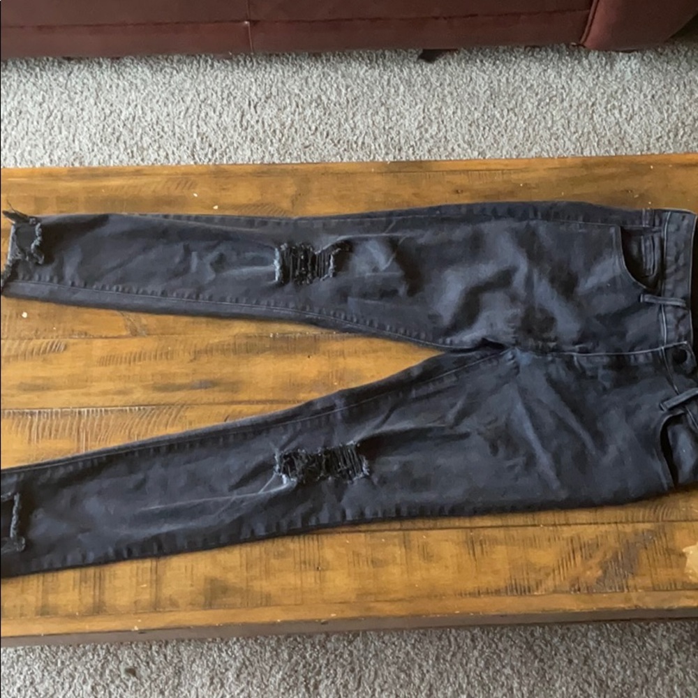 Just Black jeans with frayed ankles & ripped knees